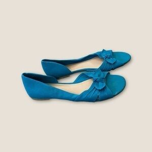 Fioni Open Toe Dorsay Flats Turquoise 8.5